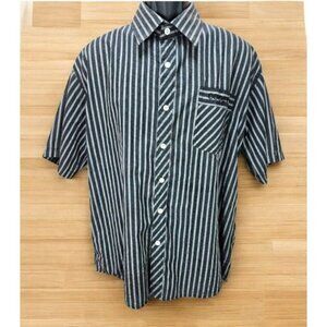 Coogi Mens XL Shirt Striped Long Sleeve Short Sleeve